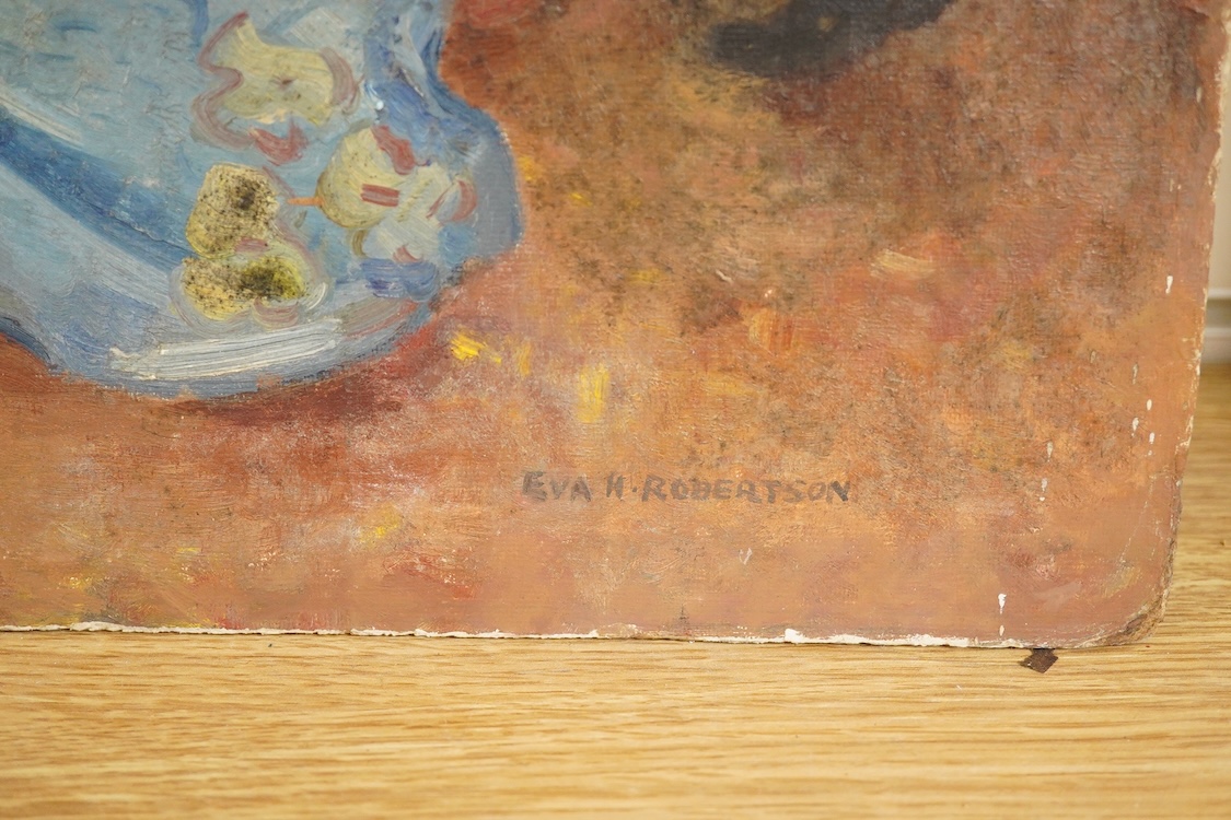 Eva. H. Robertson, ballroom scene with couples dancing, signed, oil on board, unframed, 40 x 73cm